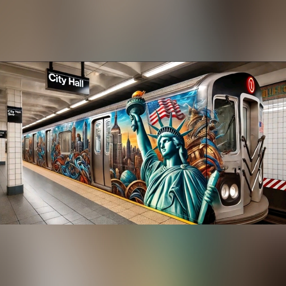 Official MTA New York City Subway Train Railroad Map + Free Liberty Graffiti Art - Picture 1 of 8